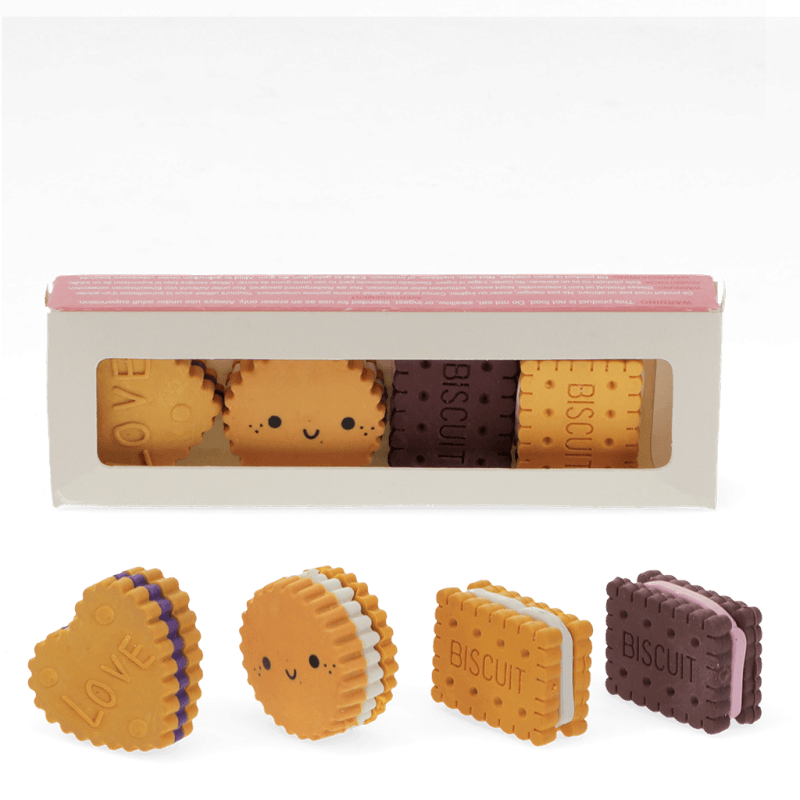 Rex London Erasers (set Of 4) - Biscuits