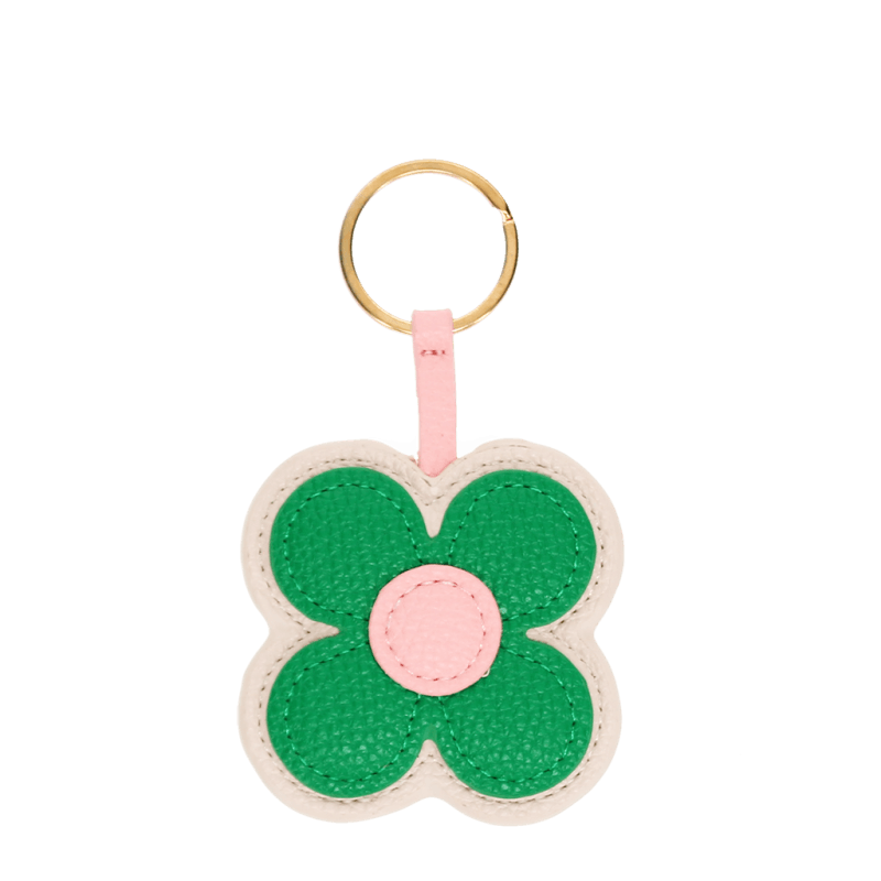 Rex London Faux Leather Keyring - Green Daisy