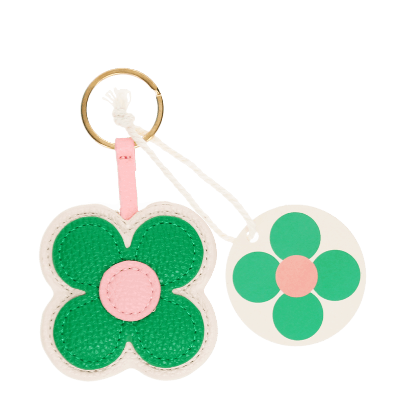 Rex London Faux Leather Keyring - Green Daisy