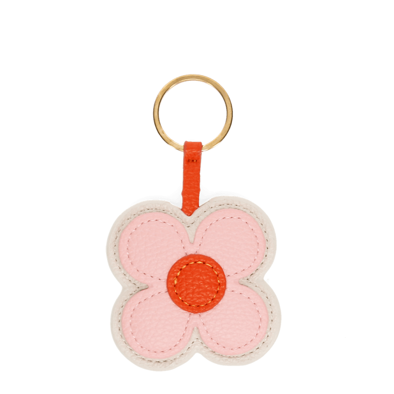 Rex London Faux Leather Keyring - Pink Daisy