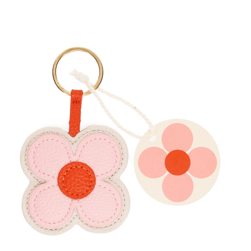 Rex London Faux Leather Keyring - Pink Daisy