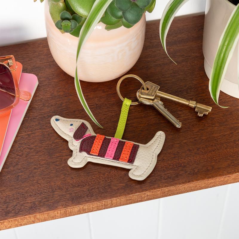 rex london Faux leather keyring - Sausage Dog
