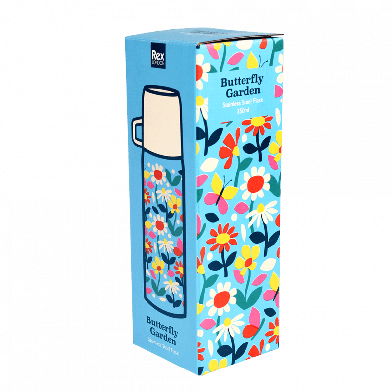 Rex London Flask And Cup 350ml - Butterfly Garden