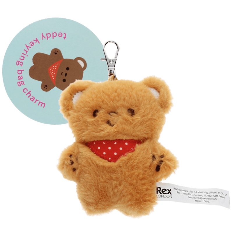 Rex London Fluffy Keyring Bag Charm - Teddy Bear