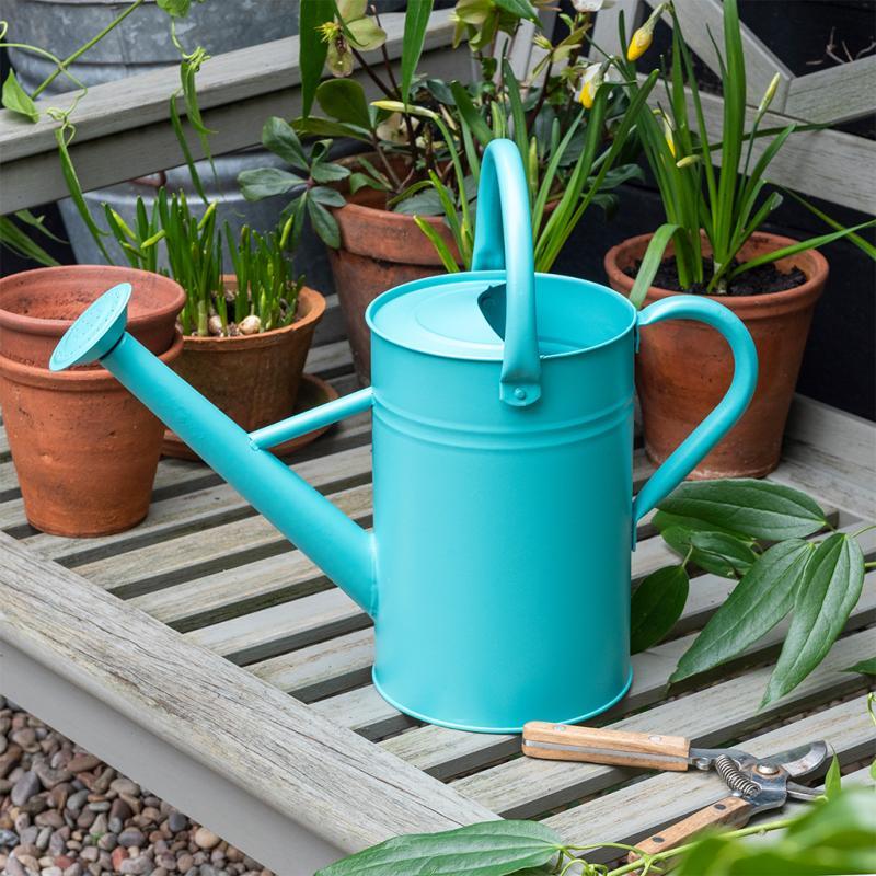 rex london Galvanised steel watering can 4.5L - Aqua