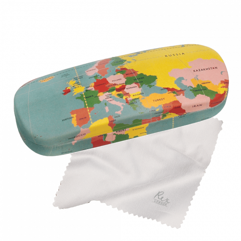 Rex London Glasses Case & Cleaning Cloth - World Map