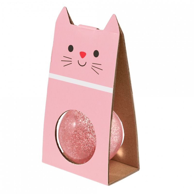 Rex London Glitter Bouncy Ball - Pink Cat