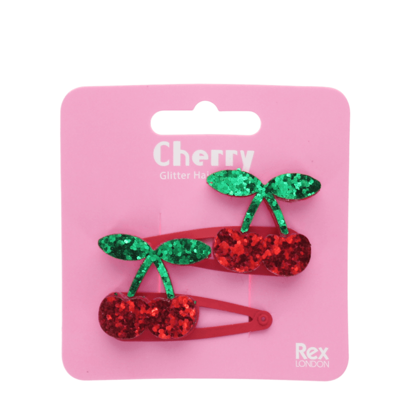 Rex London Glitter Hair Clips - Cherry