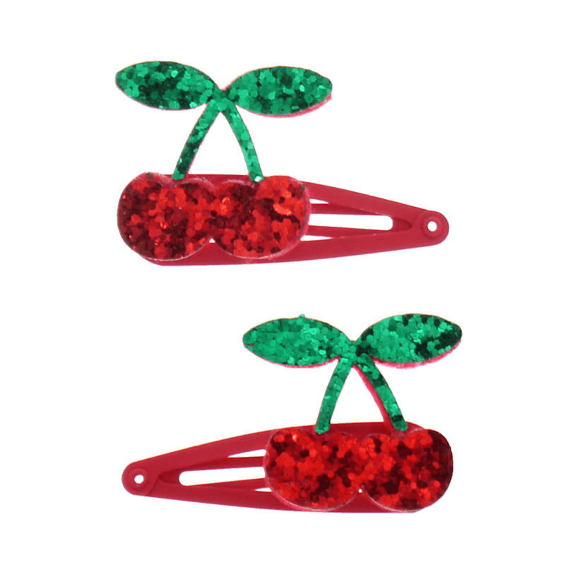 Rex London Glitter Hair Clips - Cherry