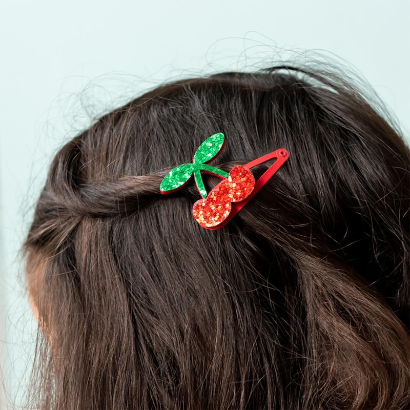 Rex London Glitter Hair Clips - Cherry