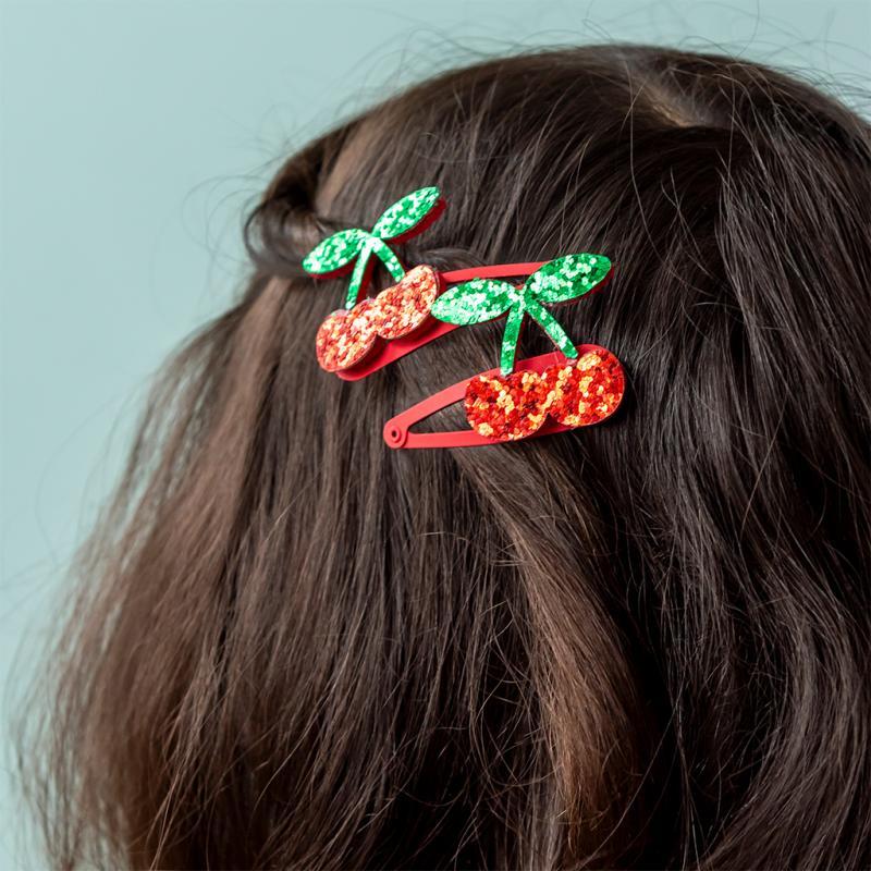 rex london Glitter hair clips - Cherry