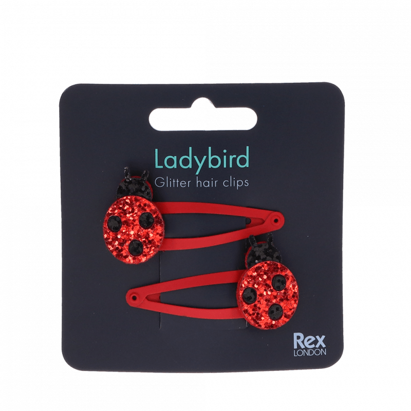 Rex London Glitter Hair Clips (set Of 2) - Ladybird