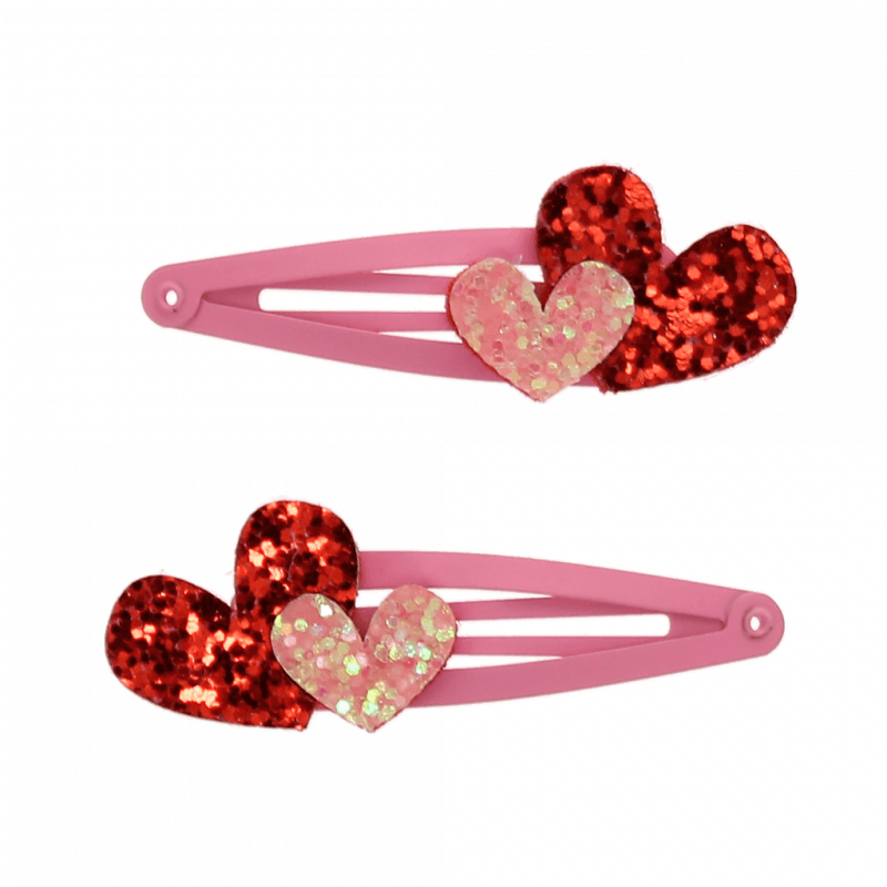 Rex London Glitter Hair Clips (set Of 2) - Love Hearts