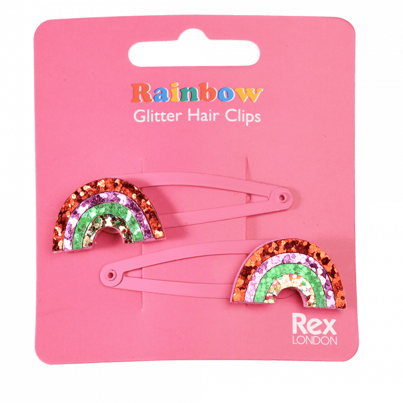 Rex London Glitter Hair Clips (set Of 2) - Rainbow