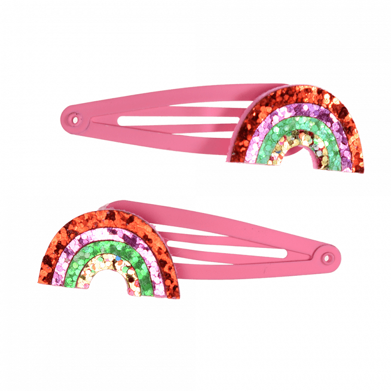 Rex London Glitter Hair Clips (set Of 2) - Rainbow