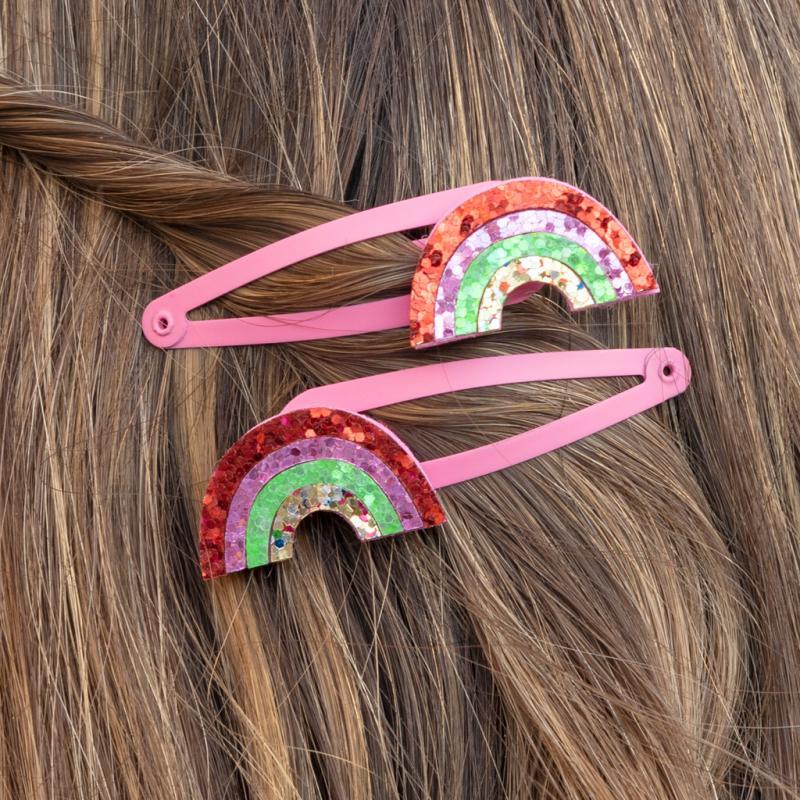 rex london Glitter hair clips (set of 2) - Rainbow