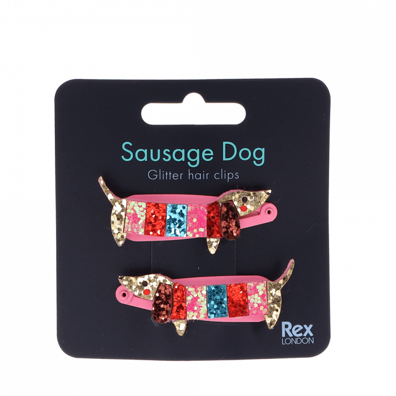 Rex London Glitter Hair Clips (set Of 2) - Sausage Dog