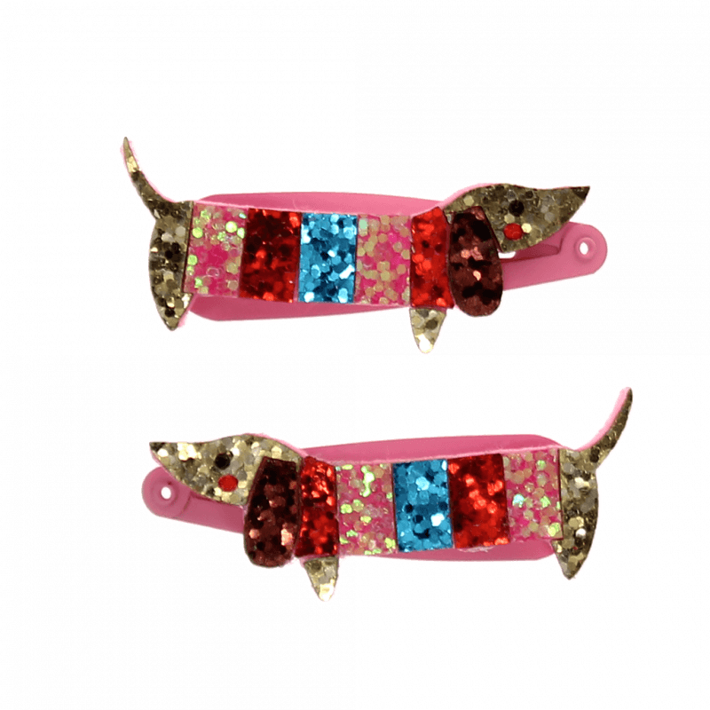 Rex London Glitter Hair Clips (set Of 2) - Sausage Dog