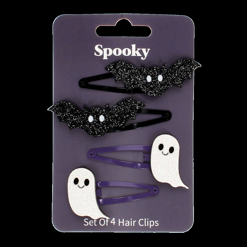 Rex London Glitter Hair Clips (set Of 4) - Spooky