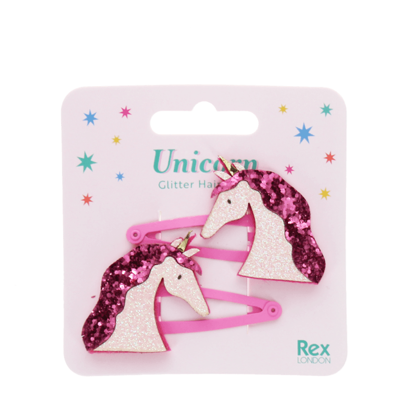Rex London Glitter Hair Clips - Unicorn