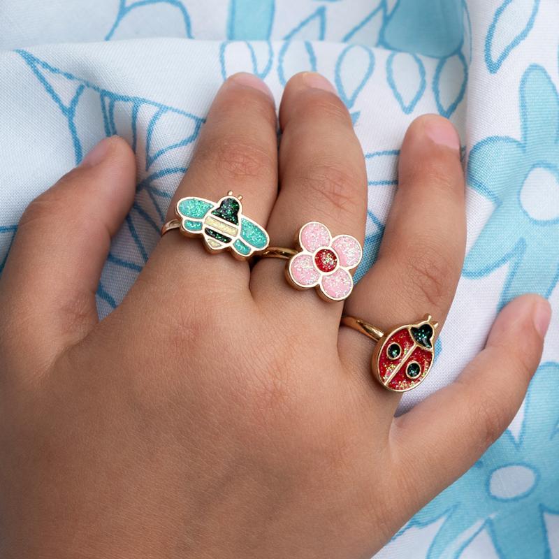 rex london Glitter rings (set of 3) - Ladybird