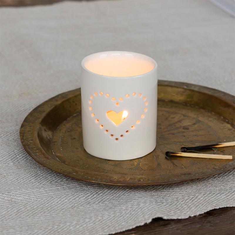 rex london Glossy ceramic tealight holder - Heart