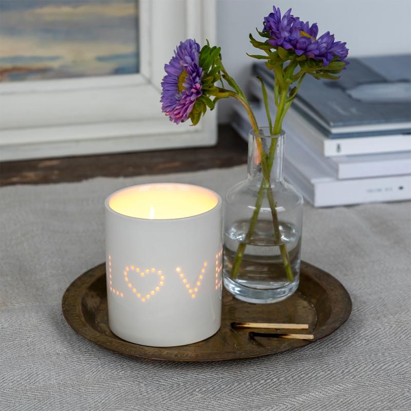 Rex London Glossy Ceramic Tealight Holder - Love