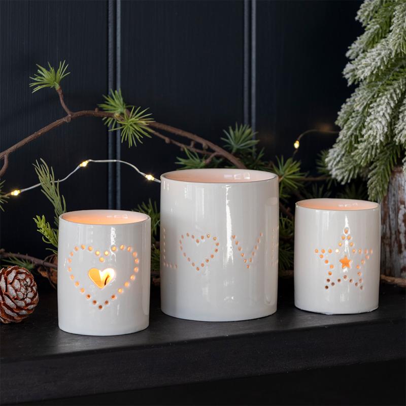 Rex London Glossy Ceramic Tealight Holder - Love