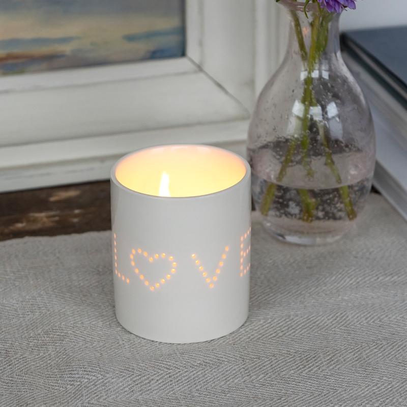 rex london Glossy ceramic tealight holder - Love