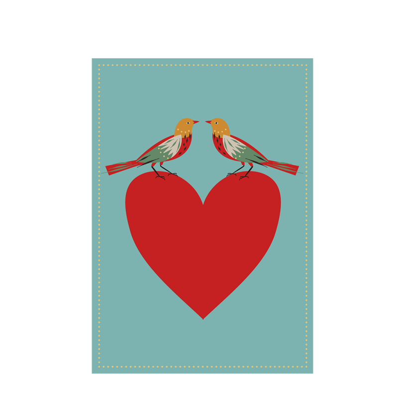 Rex London Greetings Card - Birds And Heart