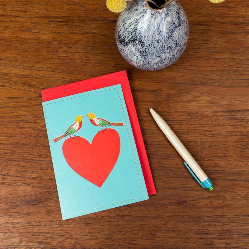 rex london Greetings card - Birds and heart