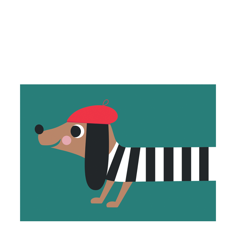 Rex London Greetings Card - Dog In Beret