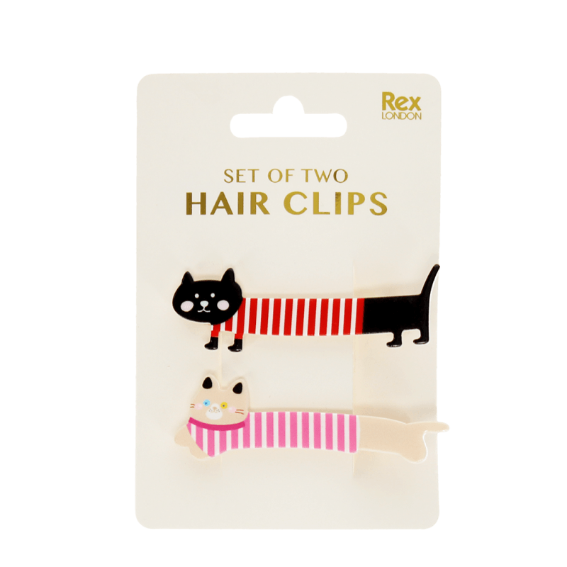 Rex London Hair Clips (set Of 2) - Cats