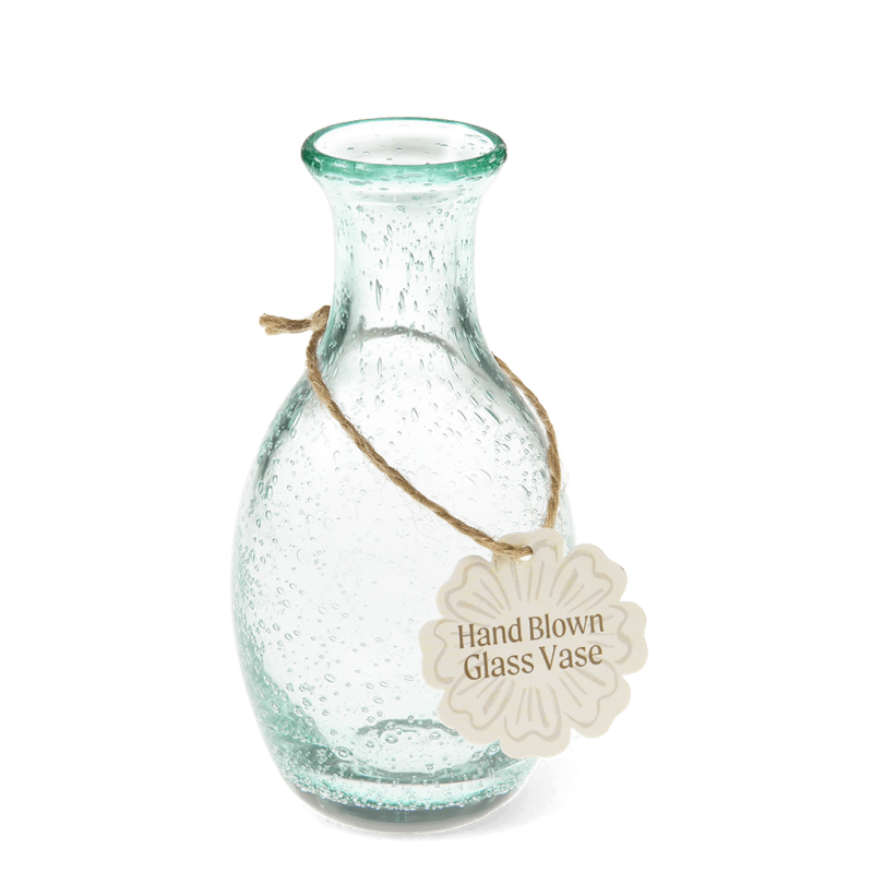 Rex London Hand Blown Bubble Glass Vase - Blue