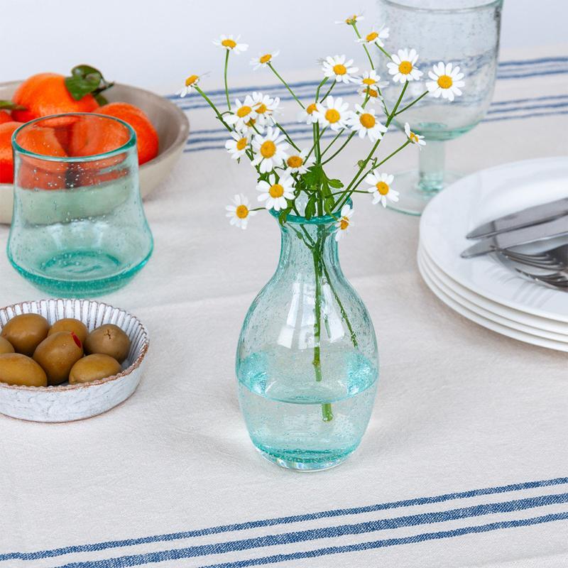 rex london Hand blown bubble glass vase - Blue