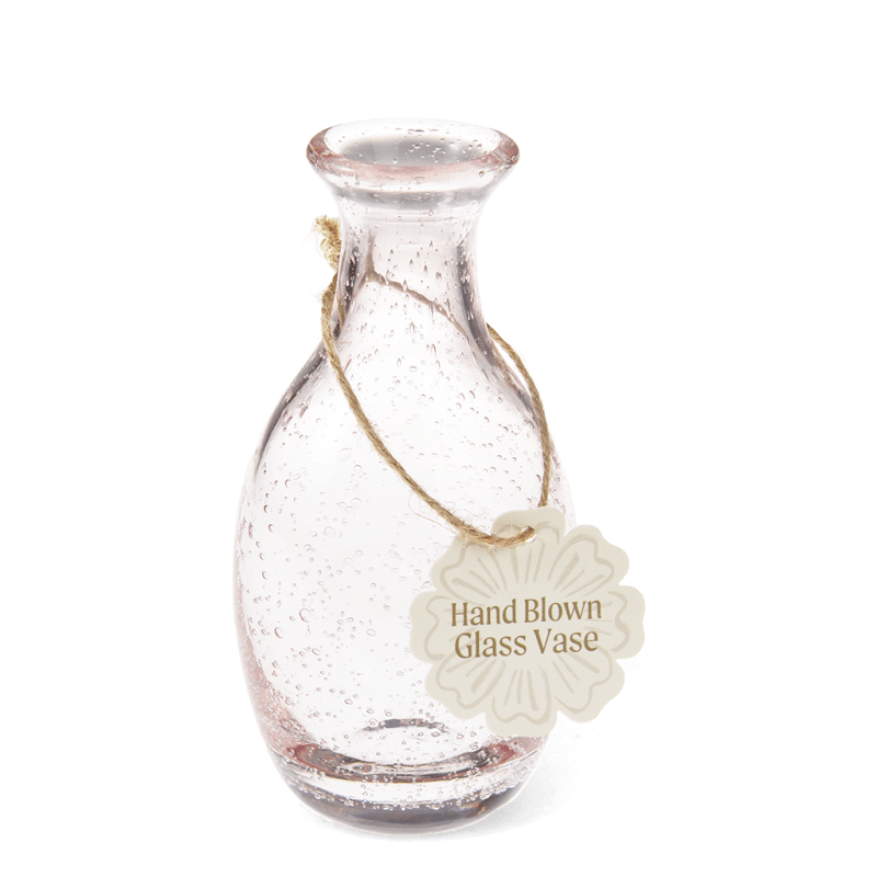 Rex London Hand Blown Bubble Glass Vase - Rose Pink