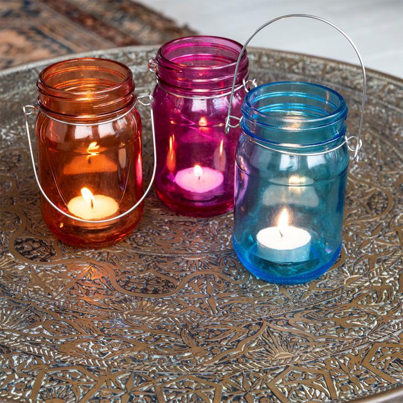 Rex London Jam Jar Tealight Holder - Blue