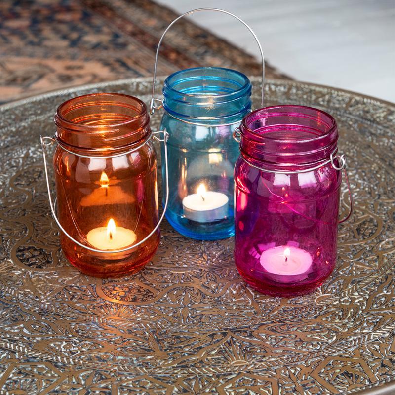 Rex London Jam Jar Tealight Holder - Pink