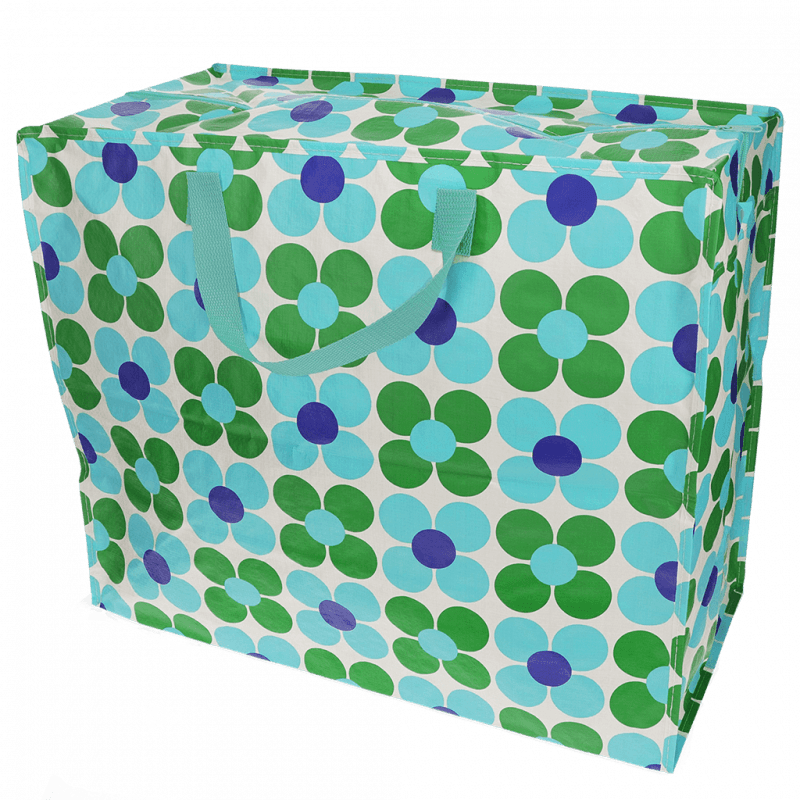 Rex London Jumbo Storage Bag - Blue And Green Daisy