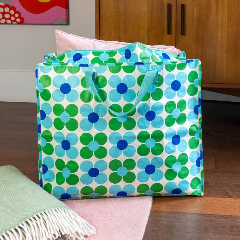 rex london Jumbo storage bag - Blue and green Daisy
