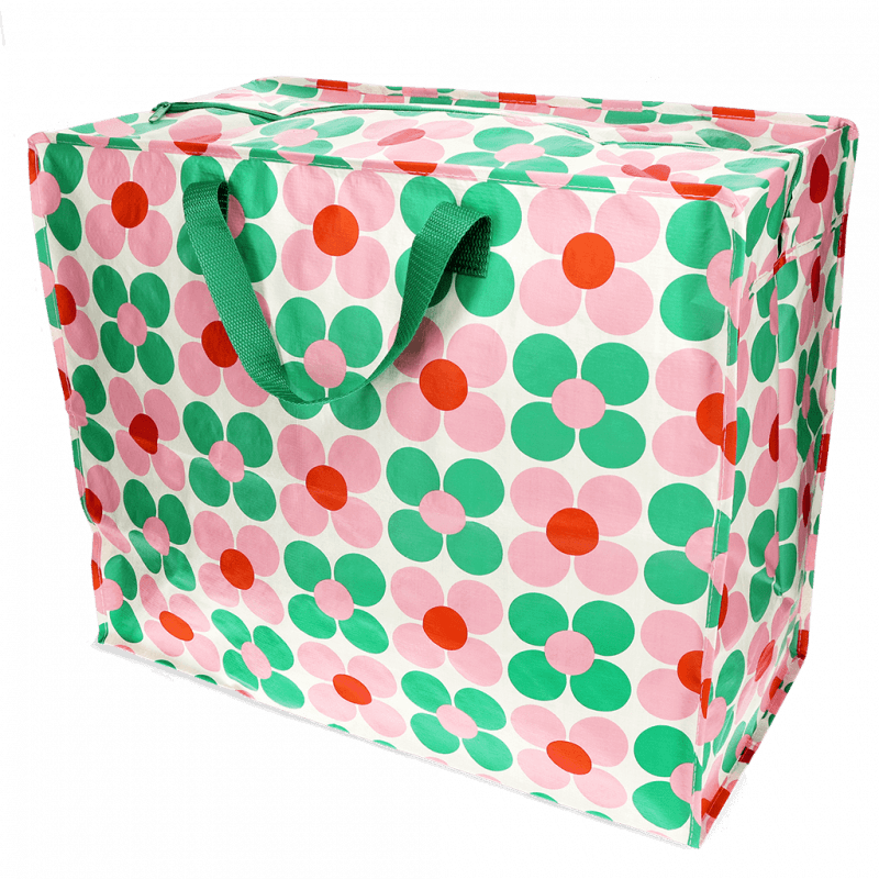 Rex London Jumbo Storage Bag - Pink And Green Daisy