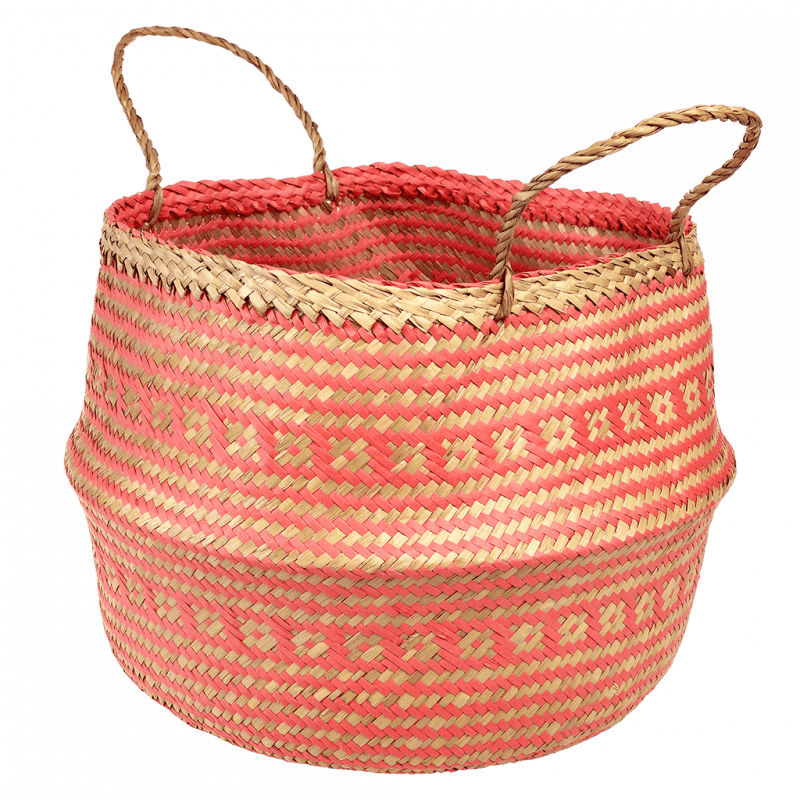 Rex London Large Seagrass Belly Basket - Coral