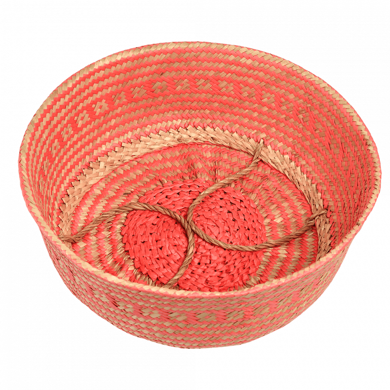 Rex London Large Seagrass Belly Basket - Coral