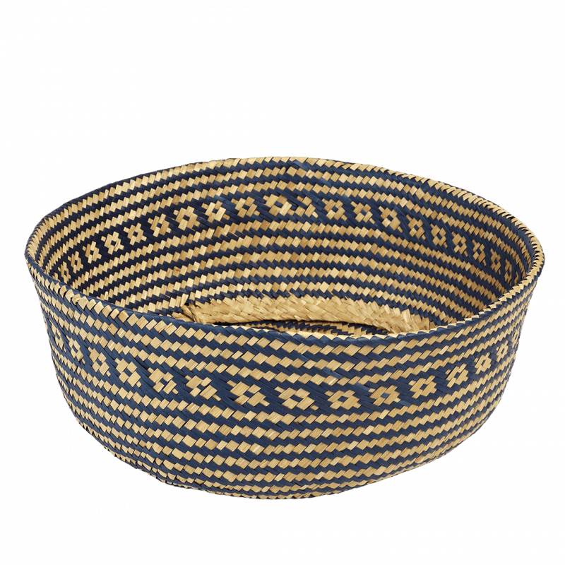 Rex London Large Seagrass Belly Basket - Navy Blue