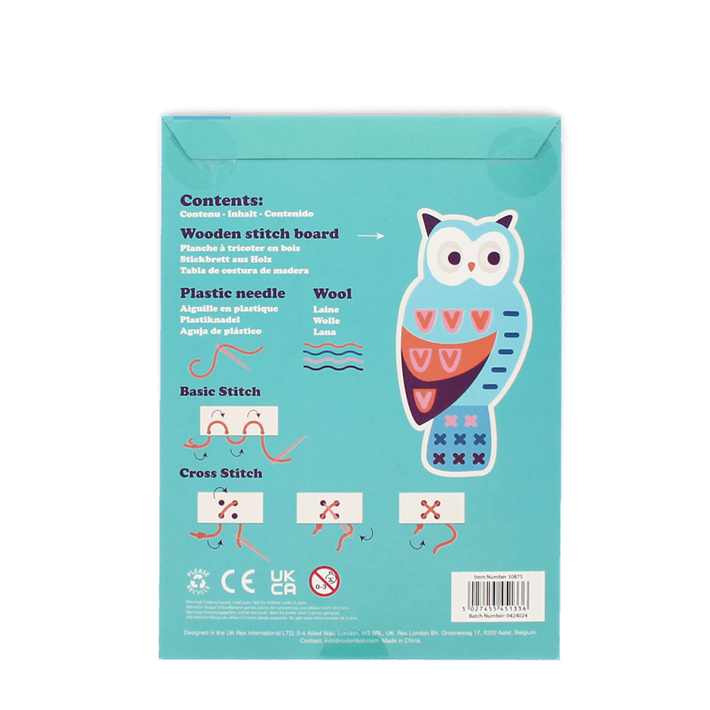 Rex London Learn To Sew Wooden Hand-stitch Set - Owl