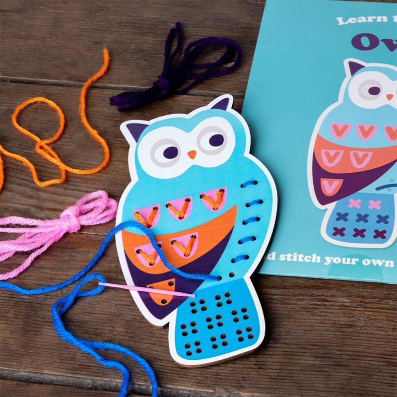 rex london Learn to sew wooden hand-stitch set - Owl