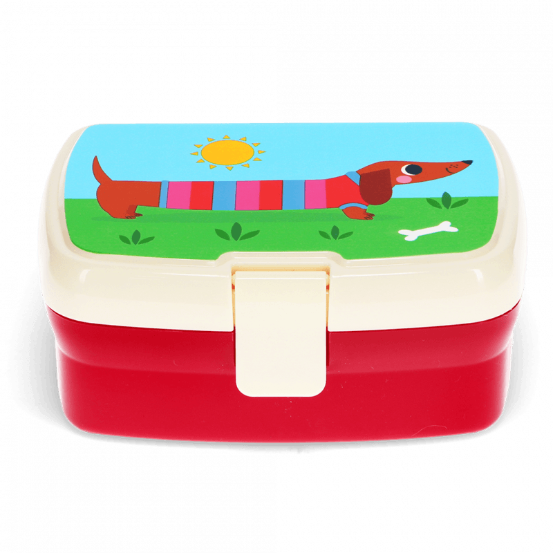 Rex London Lunch Box With Tray - Sunny Sausage Dog