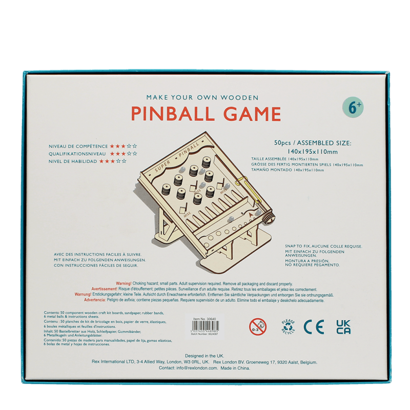 Rex London Make Your Own Wooden Table Game - Pinball
