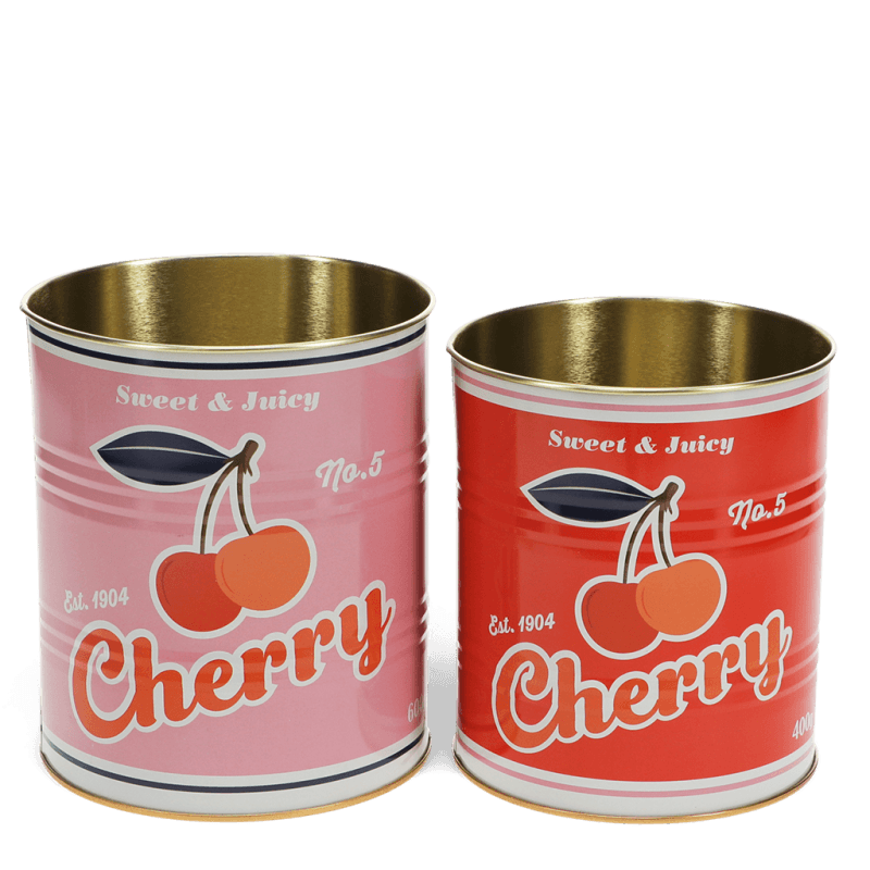 Rex London Medium Storage Tins (set Of 2) - Cherry