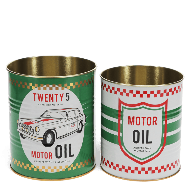 Rex London Medium Storage Tins (set Of 2) - Motor Oil